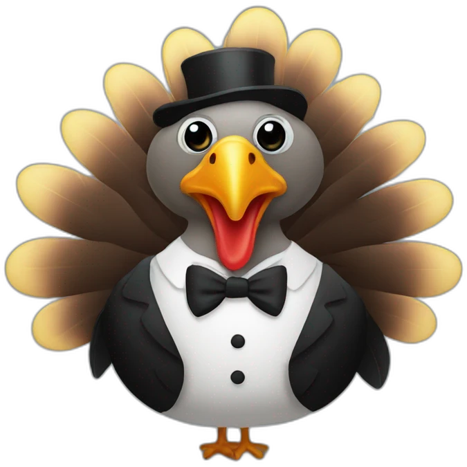 Turkey wearing tuxedo emoji