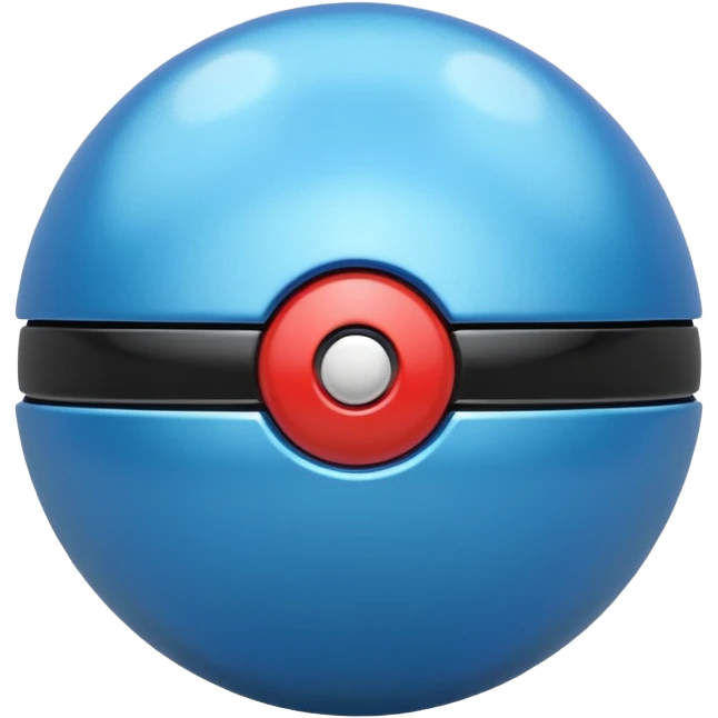 blue pokeball emoji, top half is a more saturated blue, bottom half is white, black stripe, with a metallic sheen emoji