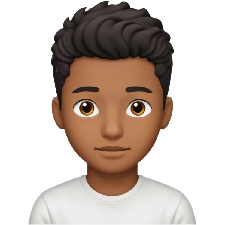 face emoji, brown-skinned teen, wavy black taper fade hairstyle, handsome, white t-shirt emoji