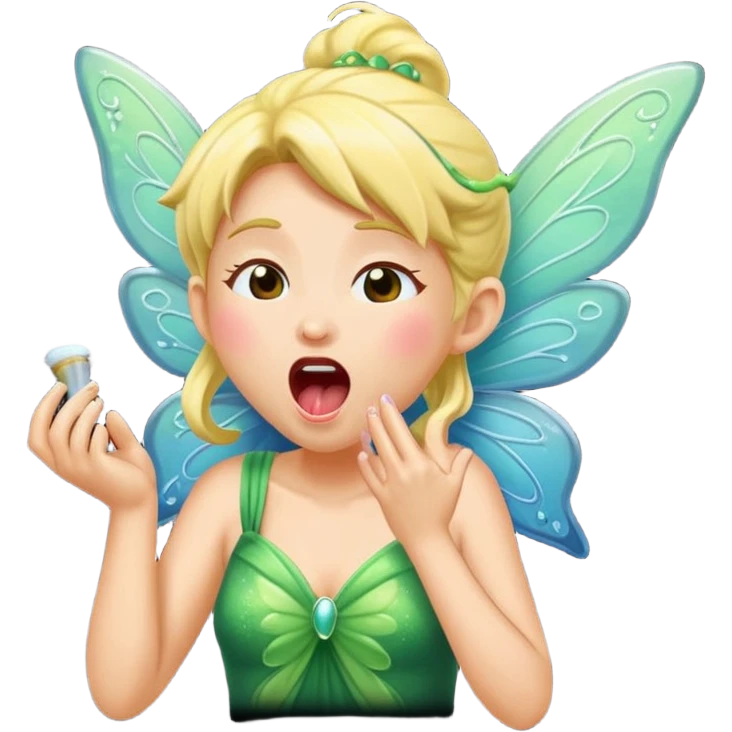 fairy character yawning with glow dust emoji