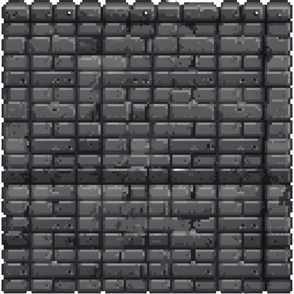 solid metal stone block wall with rivets and industrial details, very dark gray with subtle metallic highlights, 32x32 game asset background, darker version emoji