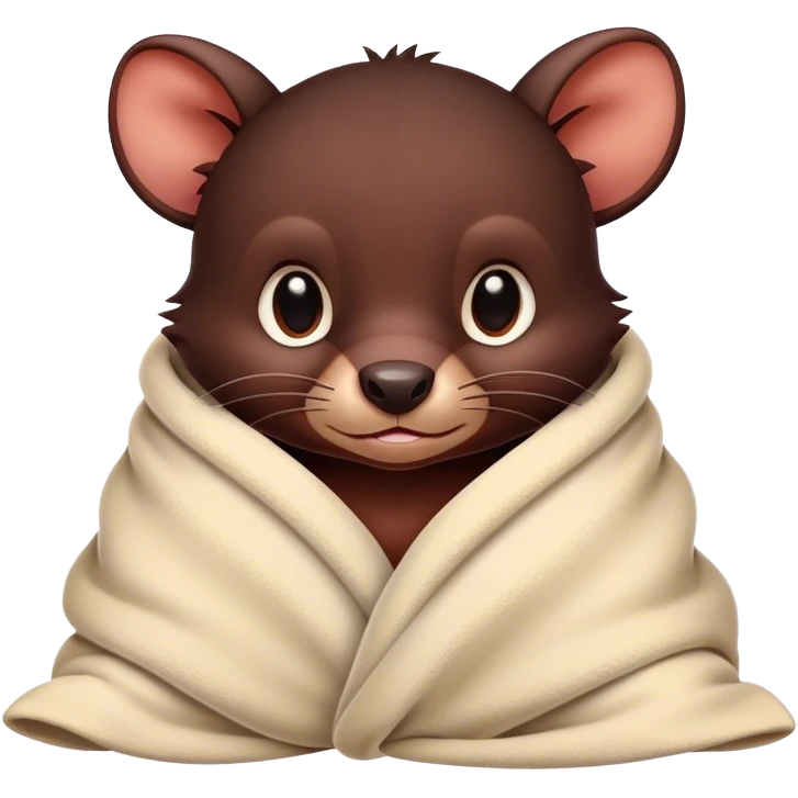 Baby Tasmanian devil cozy in blanket  emoji