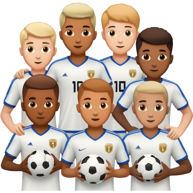 male friend group trading soccer cards emoji