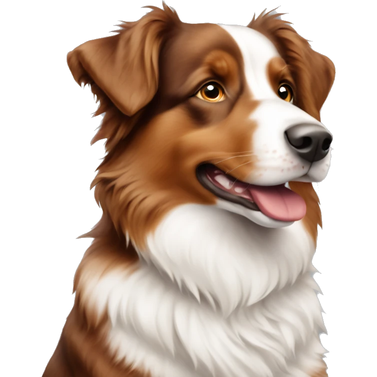 red and white australian shepherd dog sitting  emoji