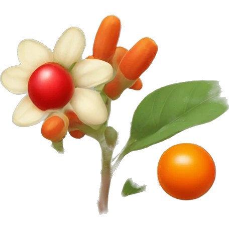 ashwagandha flowers with one orange-red berrie emoji
