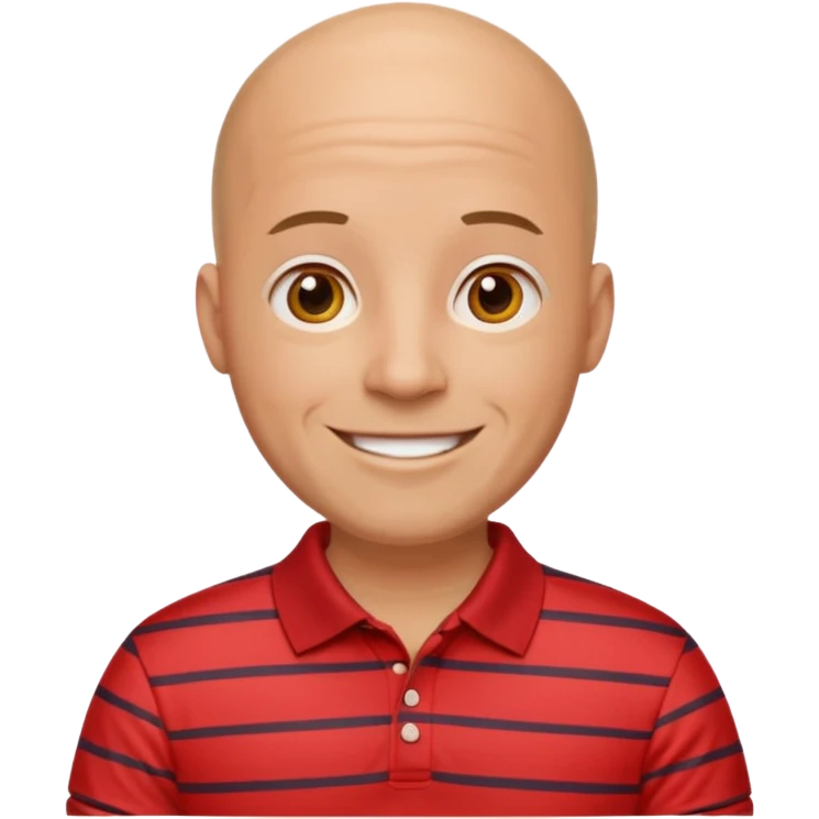happy bald man with red striped polo emoji
