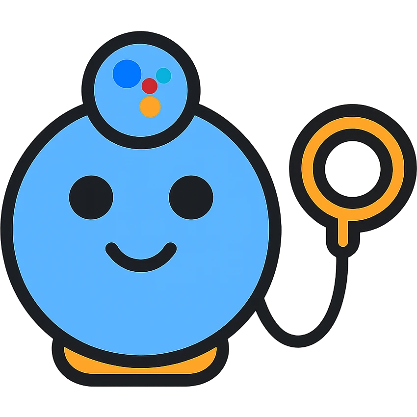 digital assistant icon with a leash, modern, minimal, flat design emoji