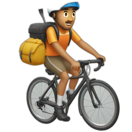 Ciclista de montaña con paraguas emoji