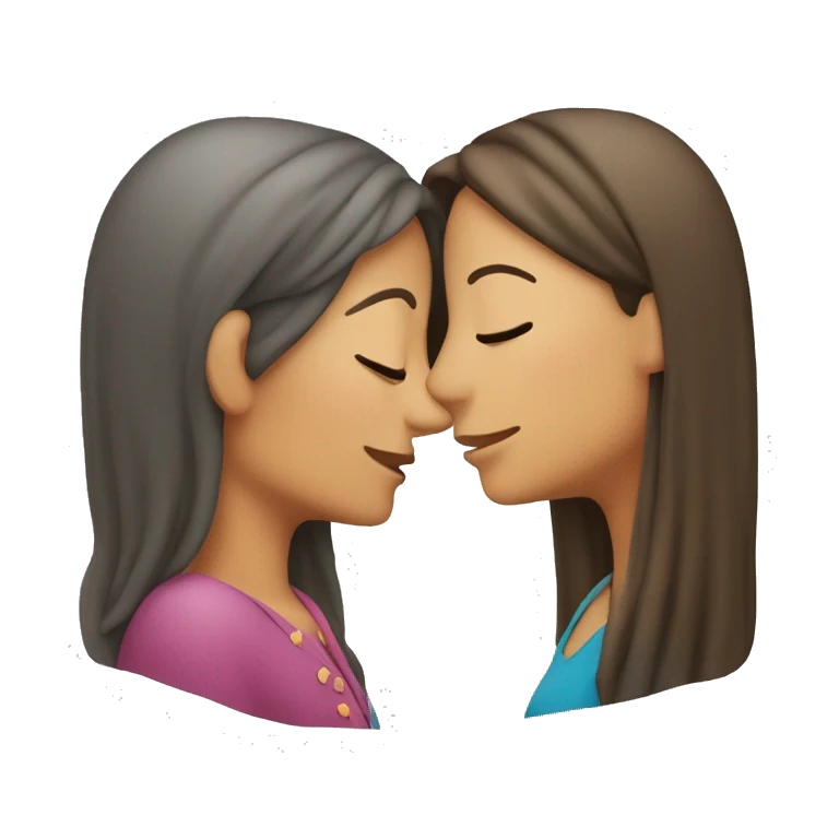 One woman whispers into the ear of another woman closing by hand emoji