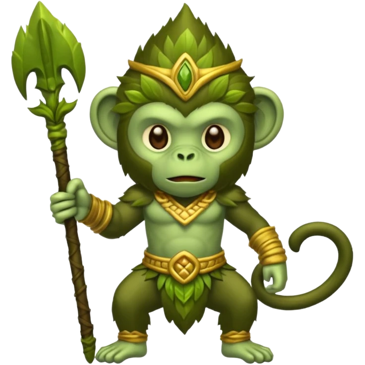 earth elemental monkey warior with moss green emoji