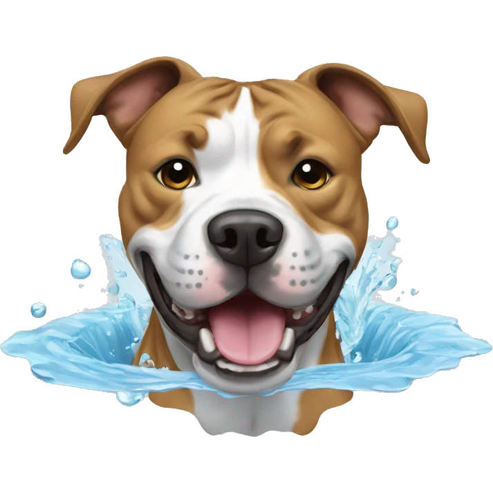 American Staffordshire Terrier with water flowing from his mouth emoji