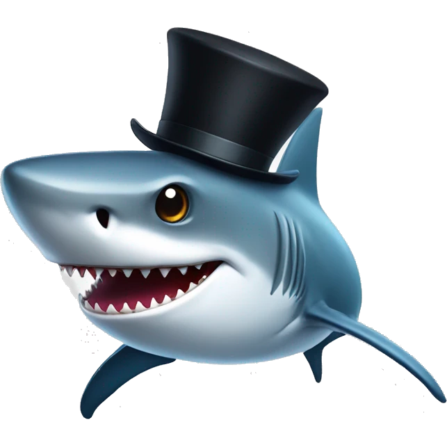 Shark with a top hat emoji