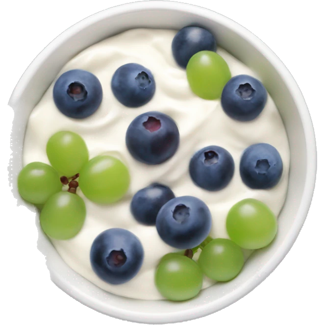 yoghurt bowl with grapes and blueberries emoji
