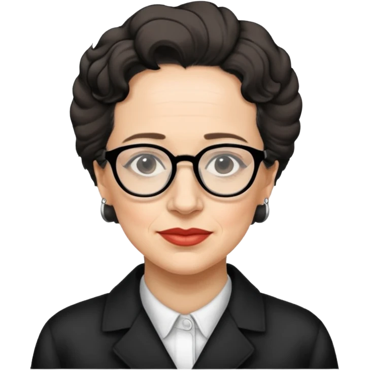 a hand drawn black outline portrait of Hannah Arendt emoji