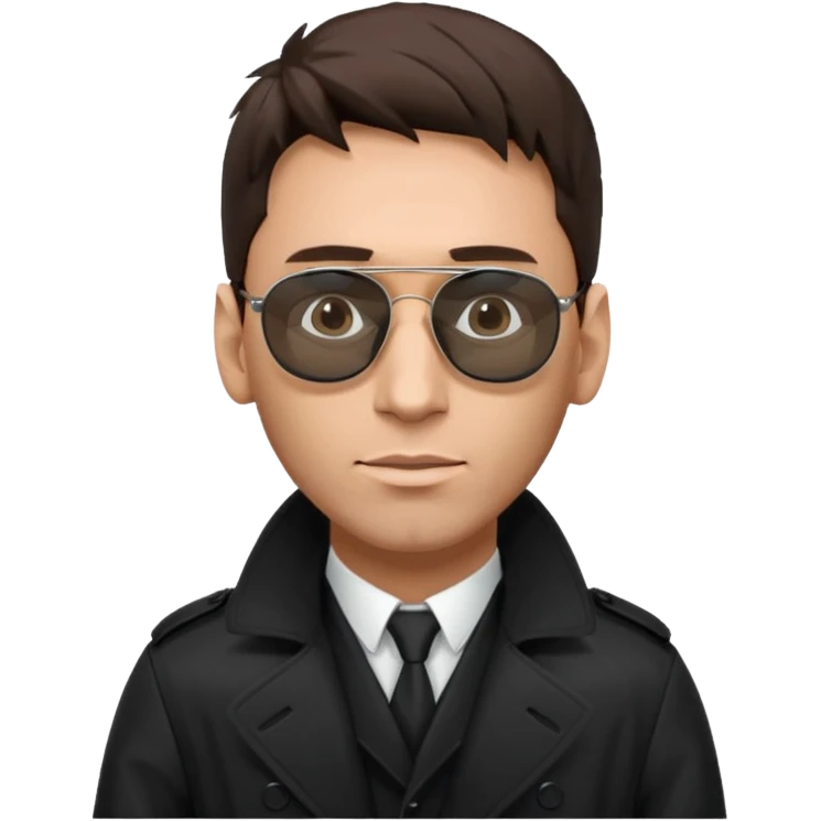Lionel Messi in a black trench coat and sunglasses, Matrix style emoji
