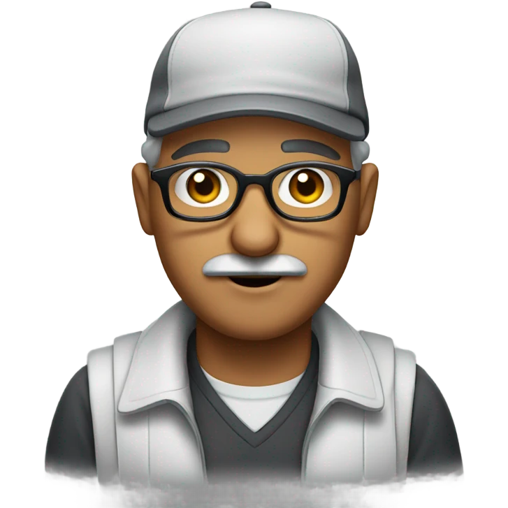 man latin grey mustache glasses cap emoji