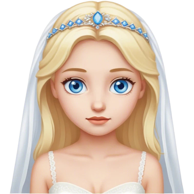 Blonde girl with blue eyes in a white wedding dress emoji