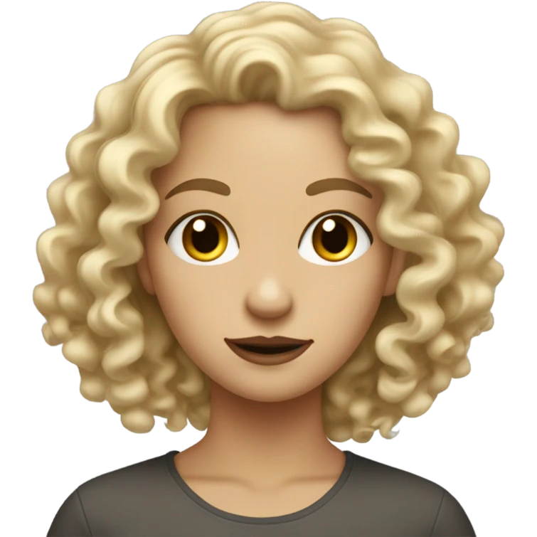 dirty blonde girl who does grpahic design and has very curly hair  emoji