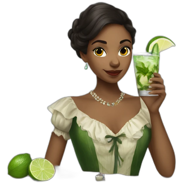 argentine girl in sherlock holmes dresses drinking mojito emoji