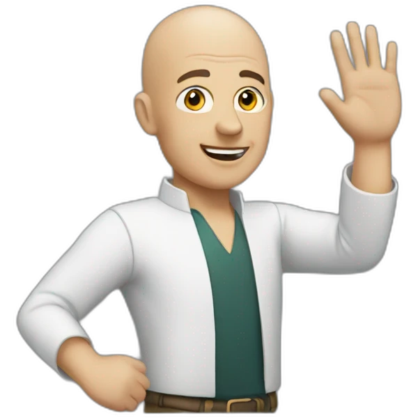 a bald man waving his hand emoji