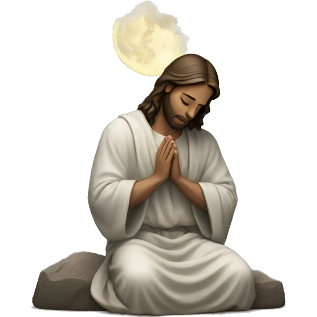 Jesus praying under the moon emoji