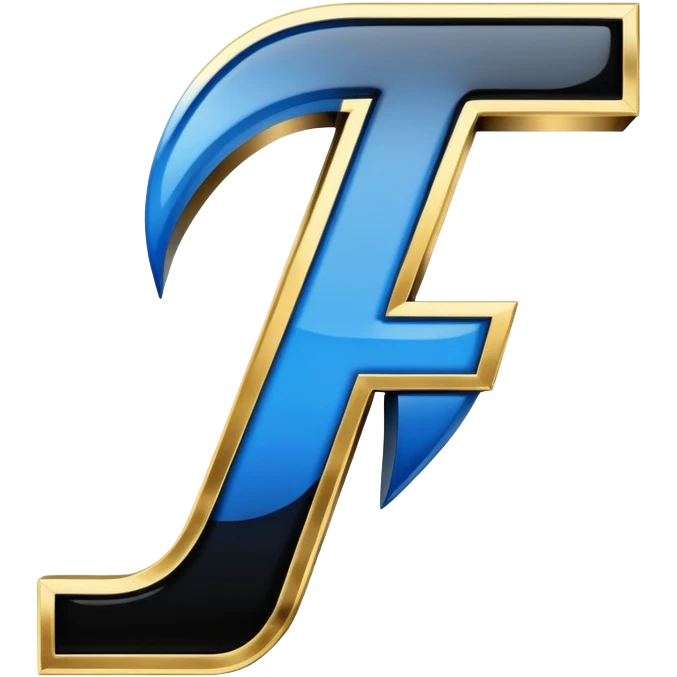 Bold Black-Blue-White-Gold Font Letter “F” emoji