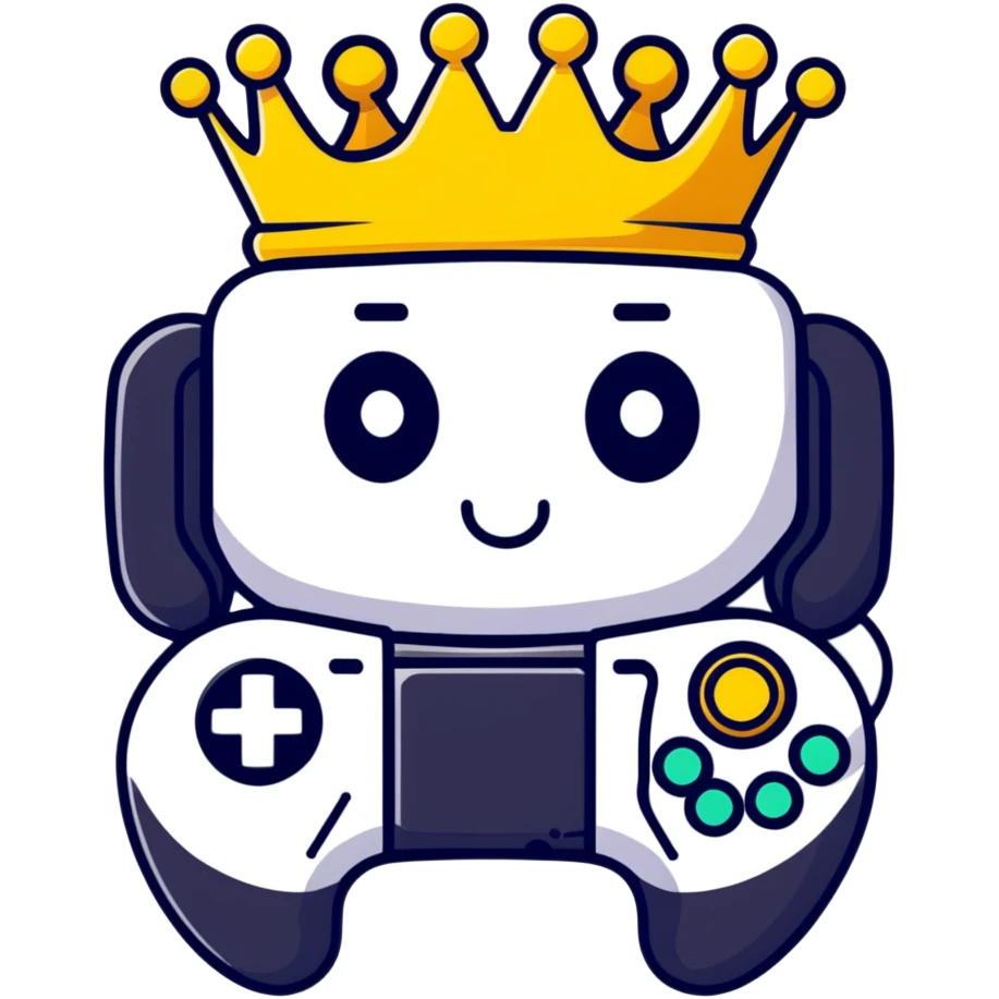 Colorful qbix88 online gaming logo with pro controller, crown for popular games, and expert rank symbol emoji