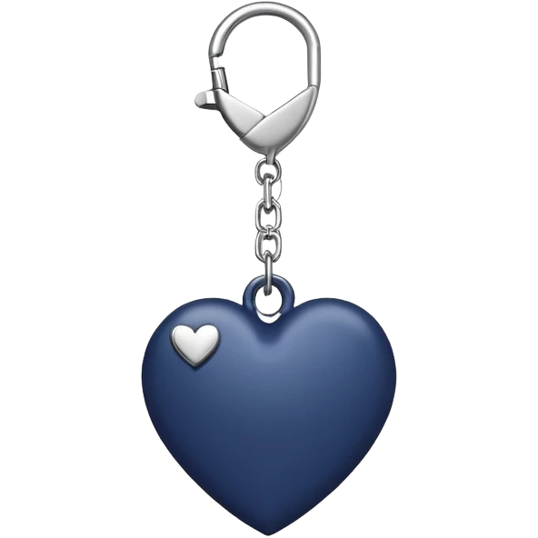 Navy blue heart with silver chains charm keychain emoji
