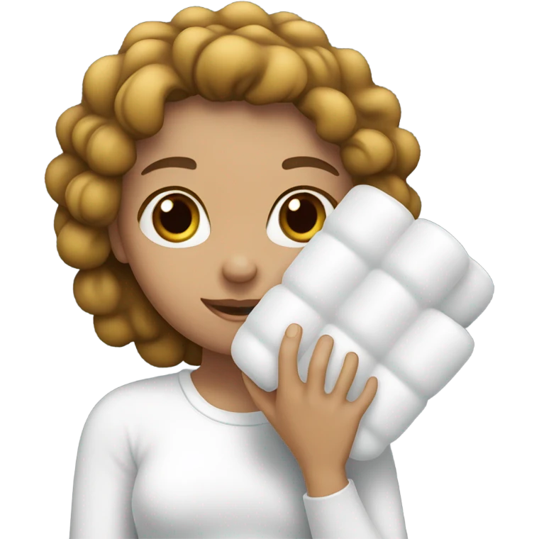 girl with white foam rubbe in hands emoji
