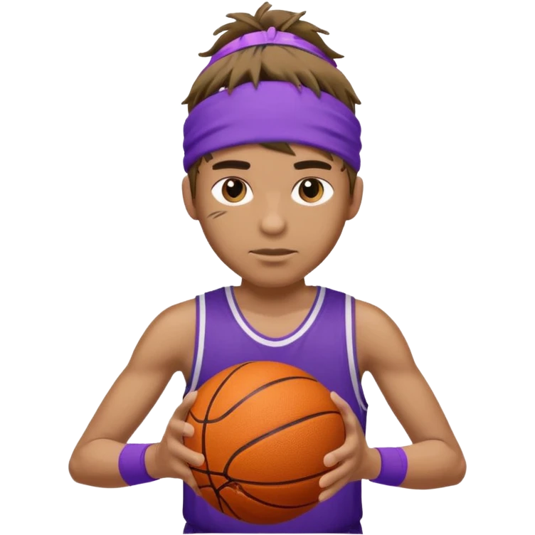 Basketball guy with purple headband, hold ball emoji