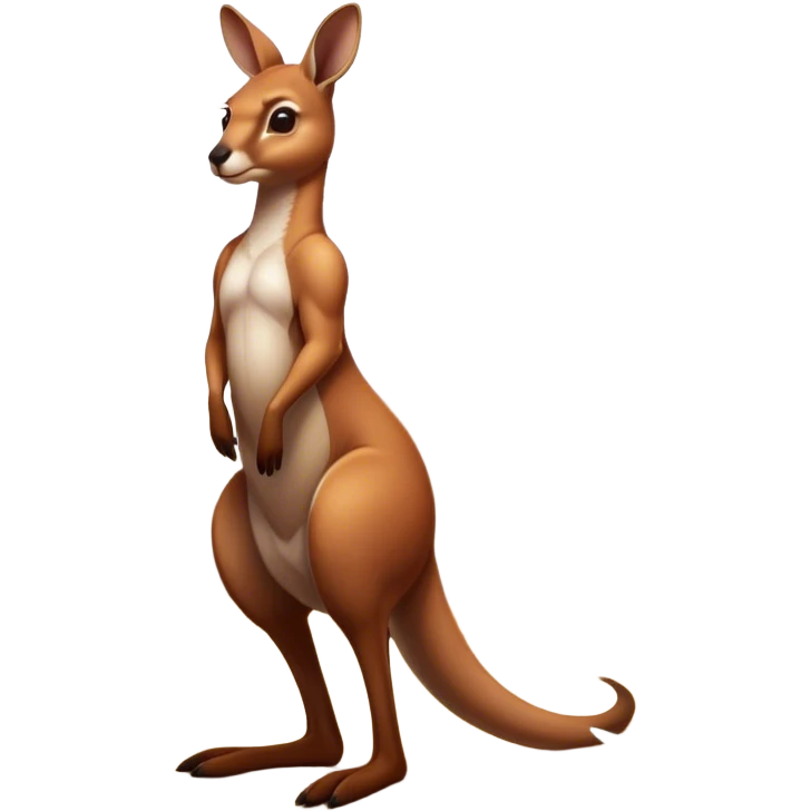 Cinematic-realistic Australian kangaroo, standing tall with powerful hind legs and a muscular tail for balance. Its reddish-brown fur glows under the golden sunlight, ears perked and eyes alert. The rugged outback stretches behind it, with dry grass and scattered eucalyptus trees completing the iconic scene. emoji