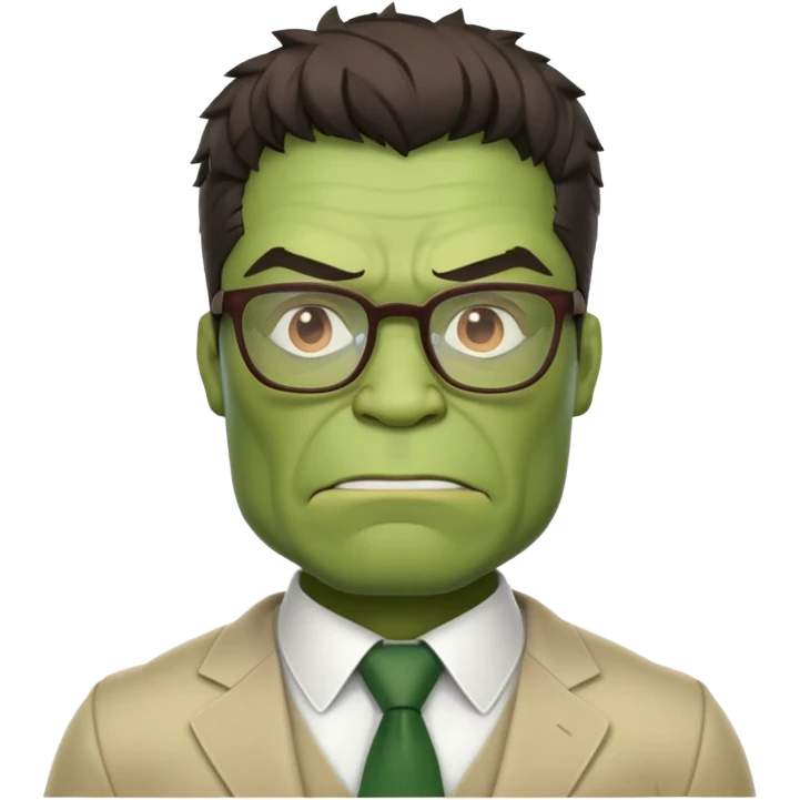 Professor Hulk with glasses and smart outfit emoji