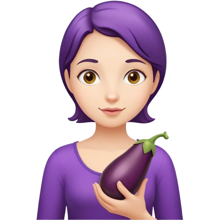 Girl holding an eggplant emoji