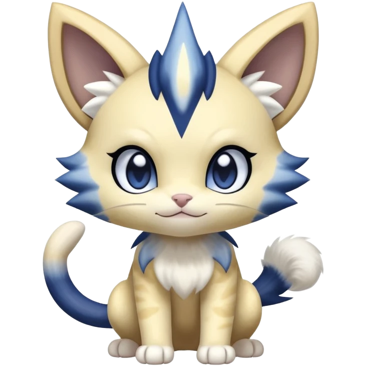 Shiny Cute Adorable Meowth-Shinx-Meowstic-Hybrid-Creature with pattern-markings emoji