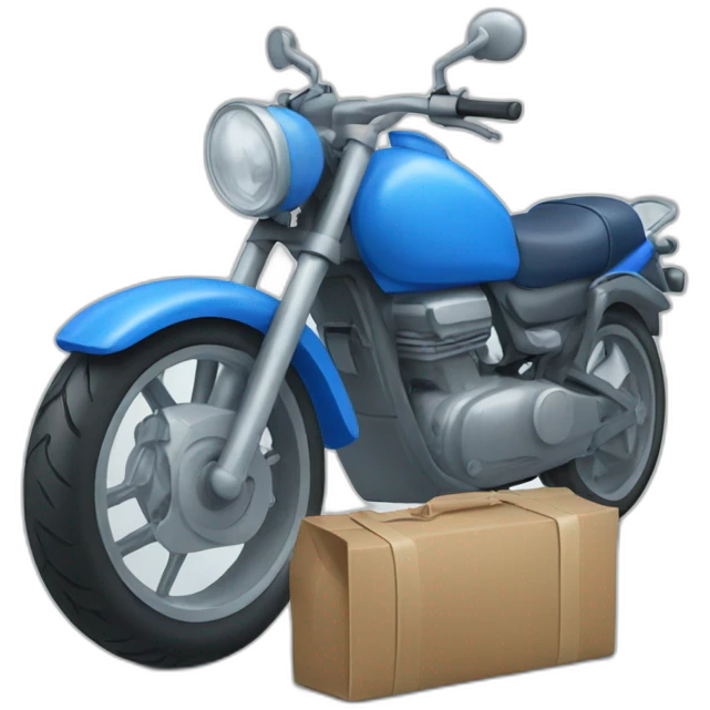 blue motorbike with bags emoji