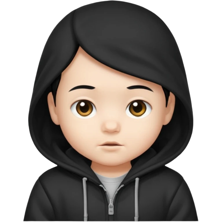 baby with black hair and black hoodie emoji