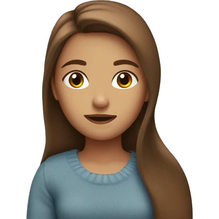 Girl with brown long hair and a blue sweater emoji
