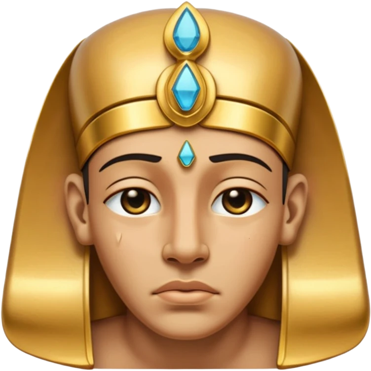Discord emoji for "RA Silkroad", Ancient Egyptian theme, crying Pharaoh face, cartoonish, colorful, shiny gold accents, small and clear.
 emoji
