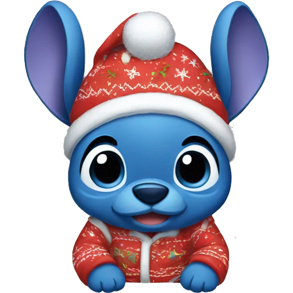 Stitch wearing Christmas pajamas  emoji