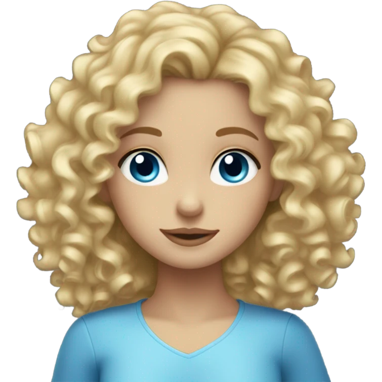 BLONDE CURLY HAIRED GIRL, BLUE EYES, VERY PRETTY emoji