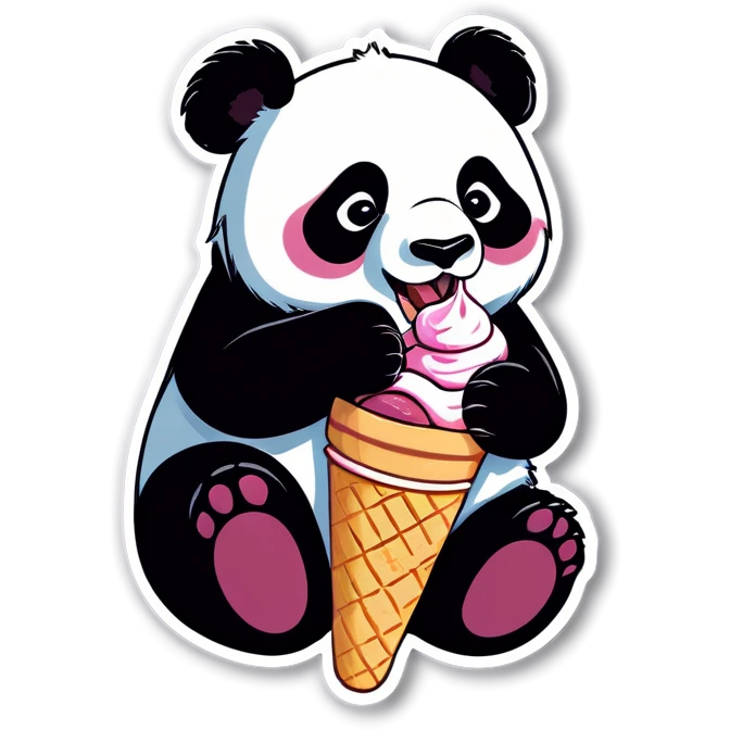 Panda eating ice cream emoji