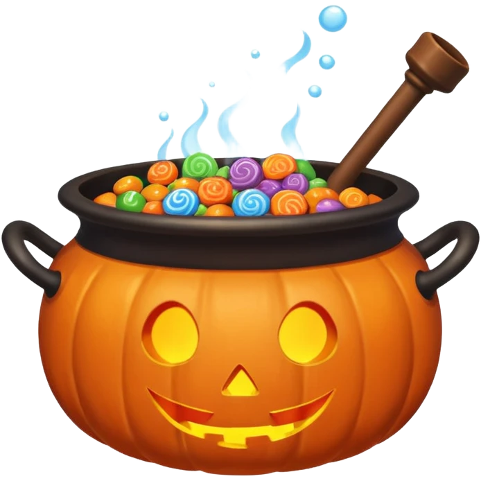 hallowen cauldrom inside candy emoji