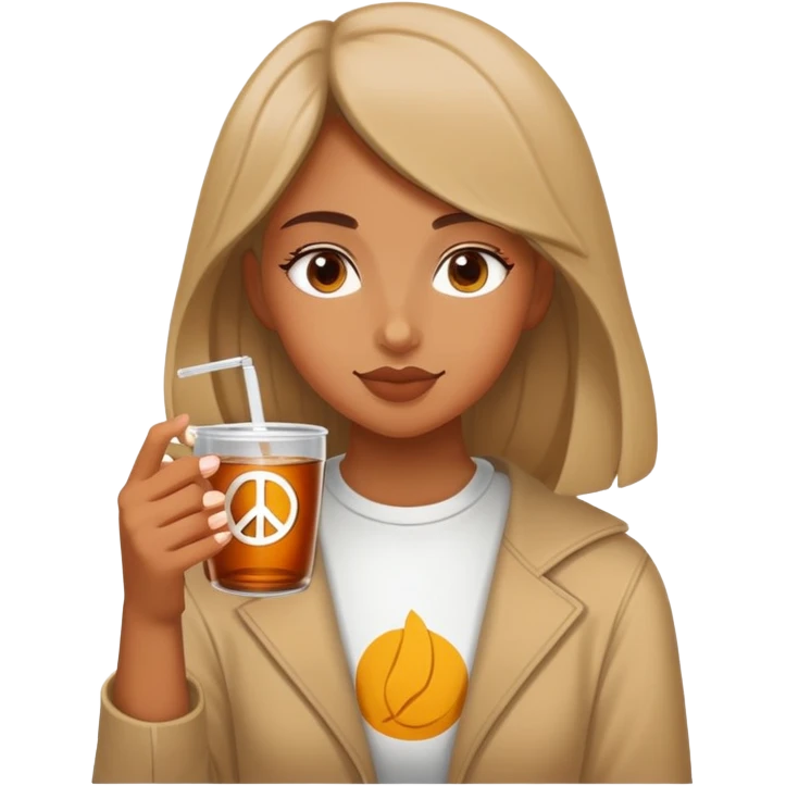 Girl drinking a peace tea emoji