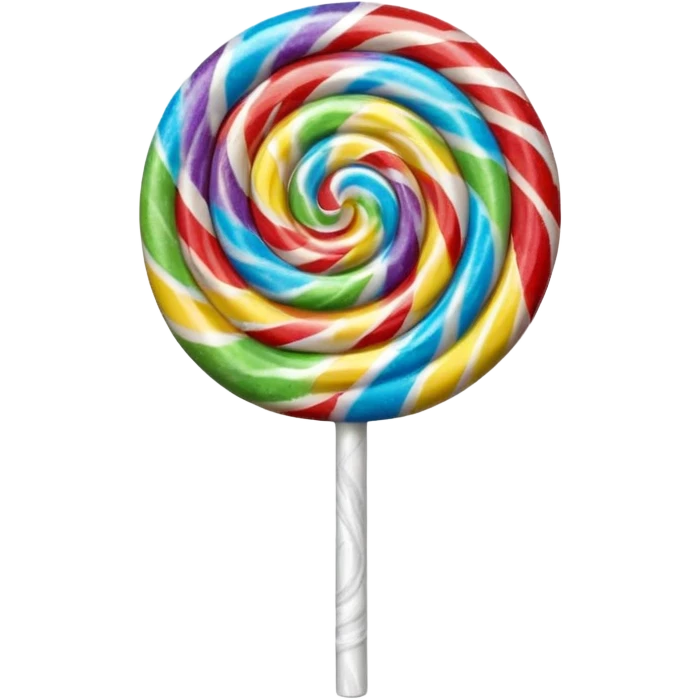 3D render of Lollipop Tree, made entirely of dessert materials, glistening sugar crystal texture, swirled rainbow hard candy top on a white stick, delicious confectionery aesthetic, Apple emoji style, isolated on white background --v 6.0. emoji