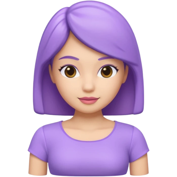 A 3D cartoon lavender-purple women’s top, smooth rounded neckline, simple design, glossy surface, plain background, Memoji-style. emoji