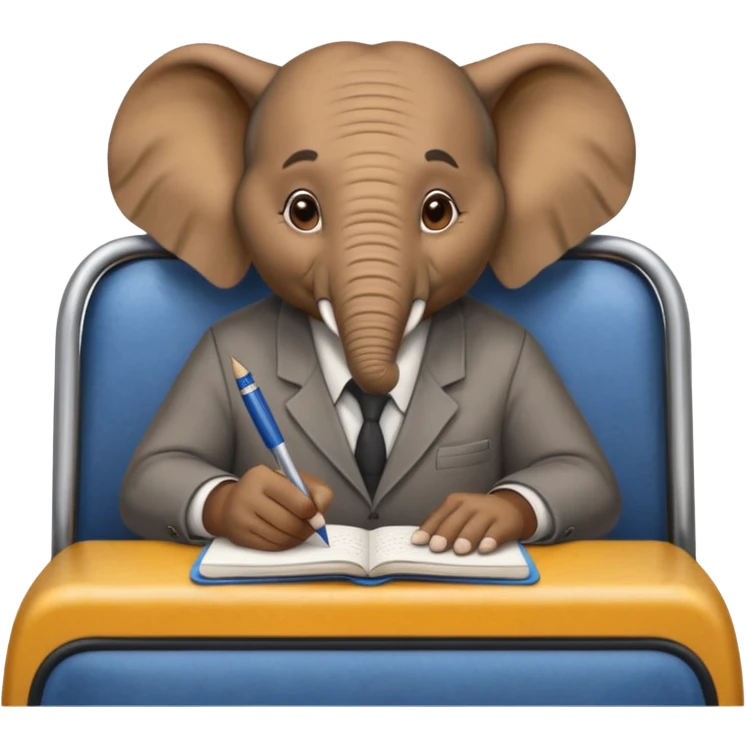Elephant writing a manifesto on the bus emoji
