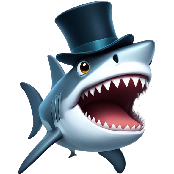 Shark with a top hat emoji