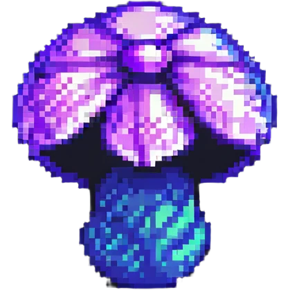 glowing mushroom, pixel art, purple glow emoji