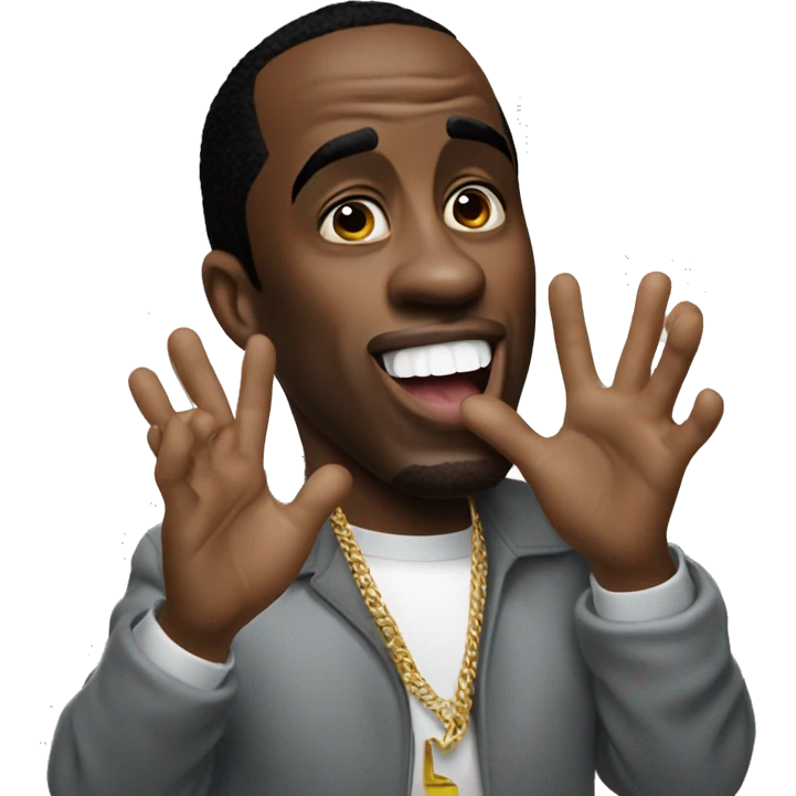 P.Diddy clapping his hands with his tongue out emoji
