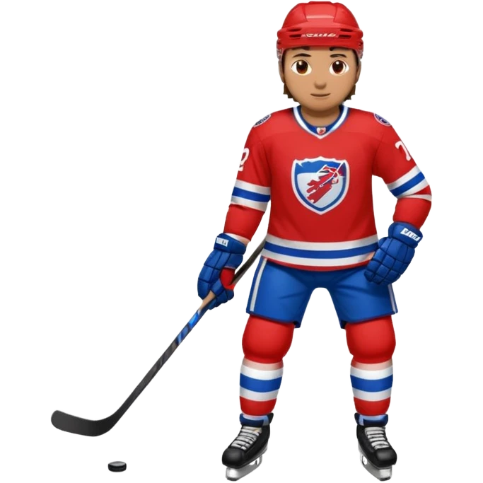 Hockey player in red and blue full body emoji
